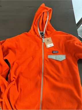 Patagonia Kids Bright Orange Hooded Fleece Jacket